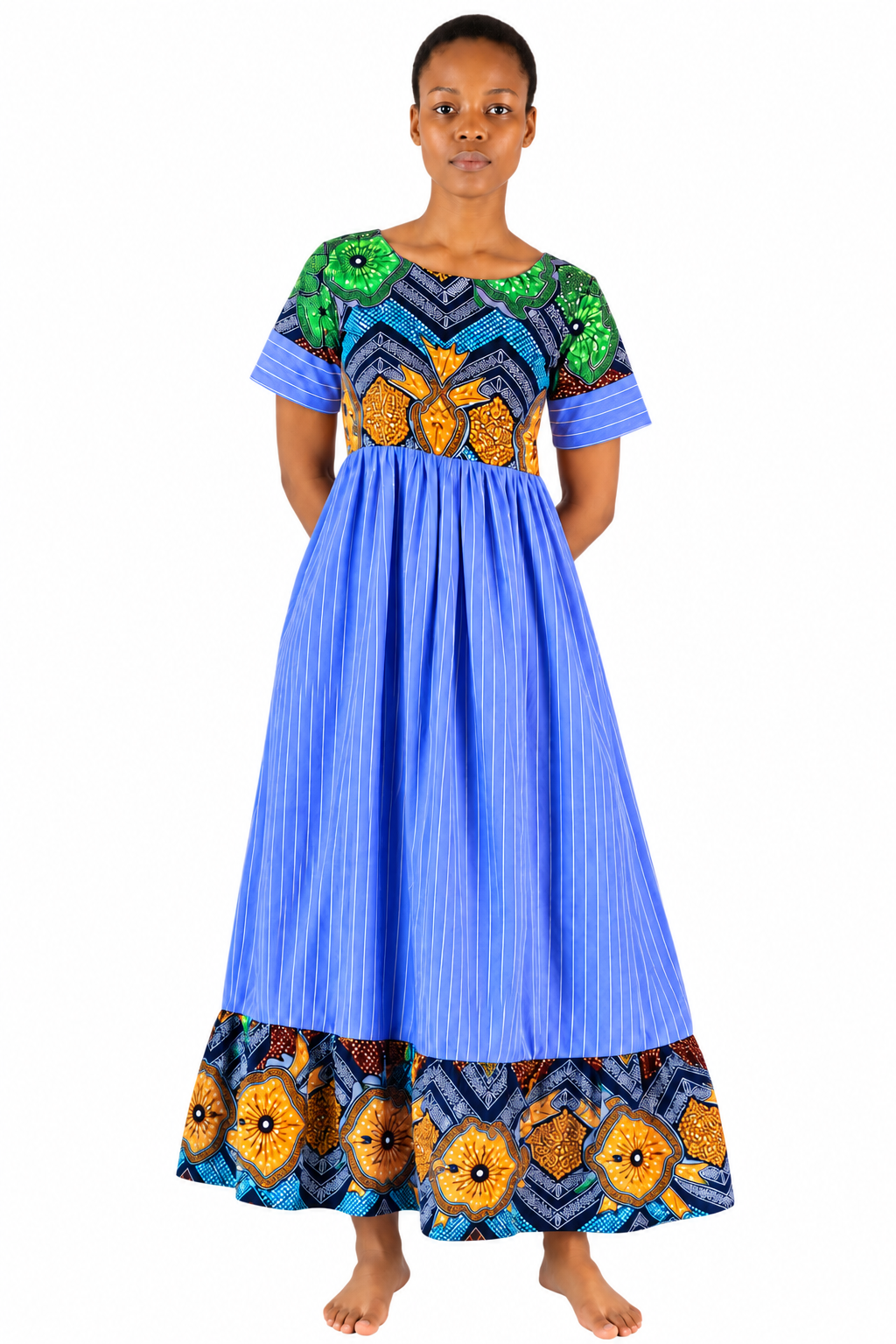 Nina African Print Maxi Dress – Navy