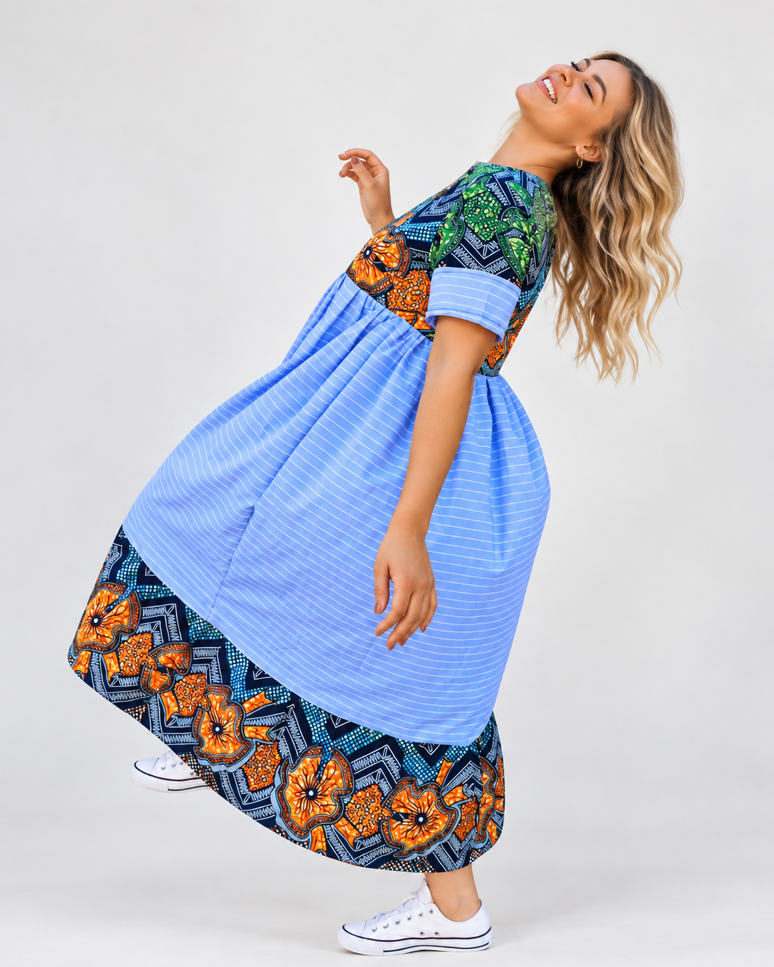 Nina African Print Maxi Dress – Sky