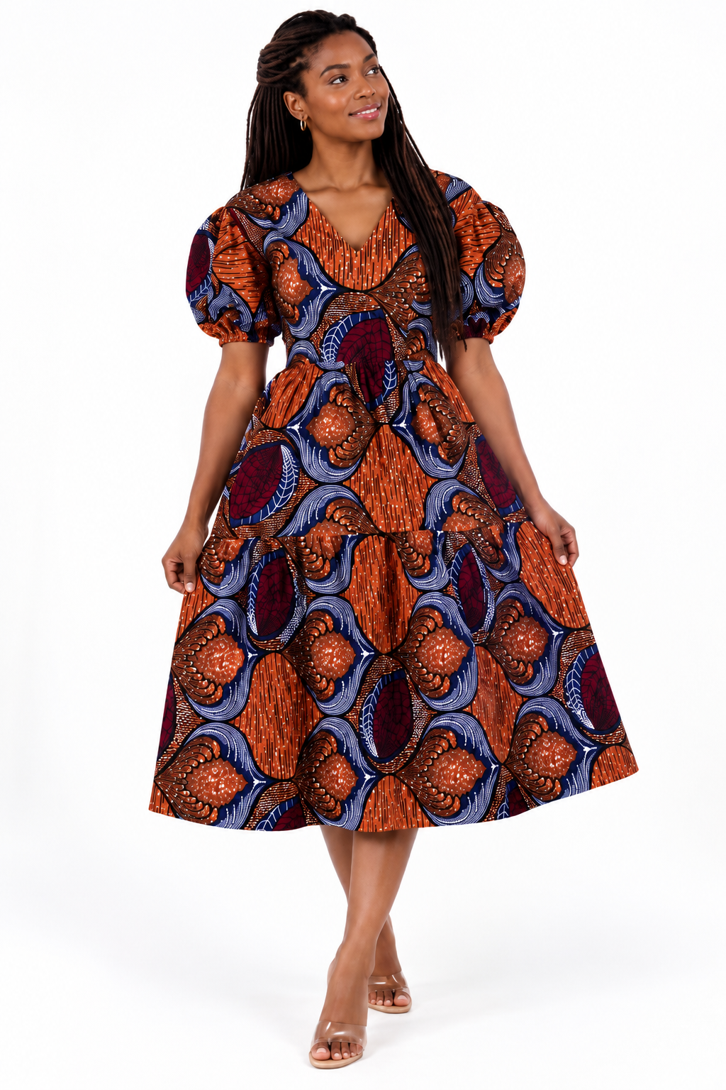 Imani African Print Midi Dress