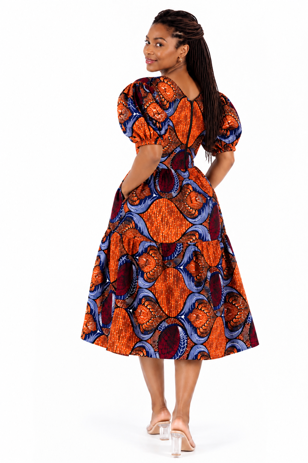 Imani African Print Midi Dress