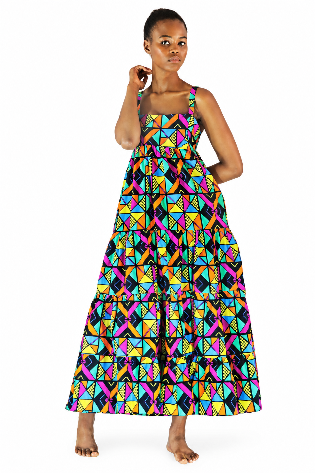 Adimu Multi-Colored African Print Maxi Dress