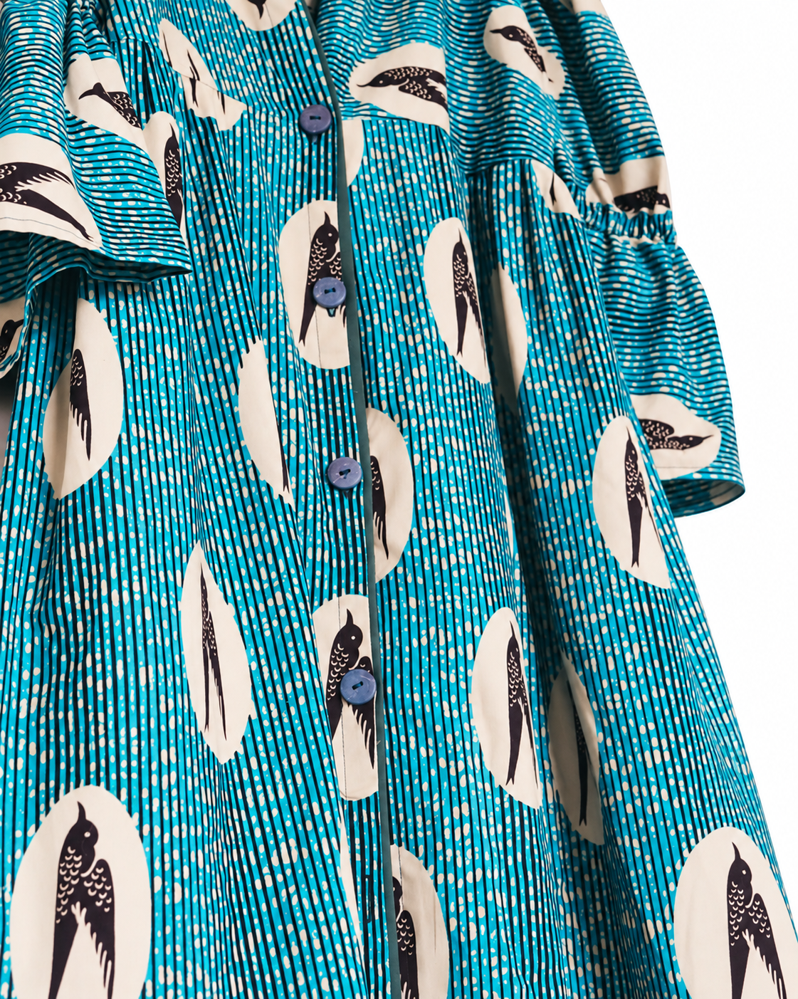 Tali Bird Print Cotton Midi Dress