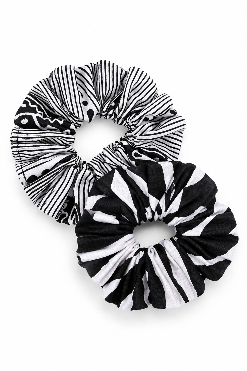 Mooi African Print Scrunchies – 2 Pack | Monochrome